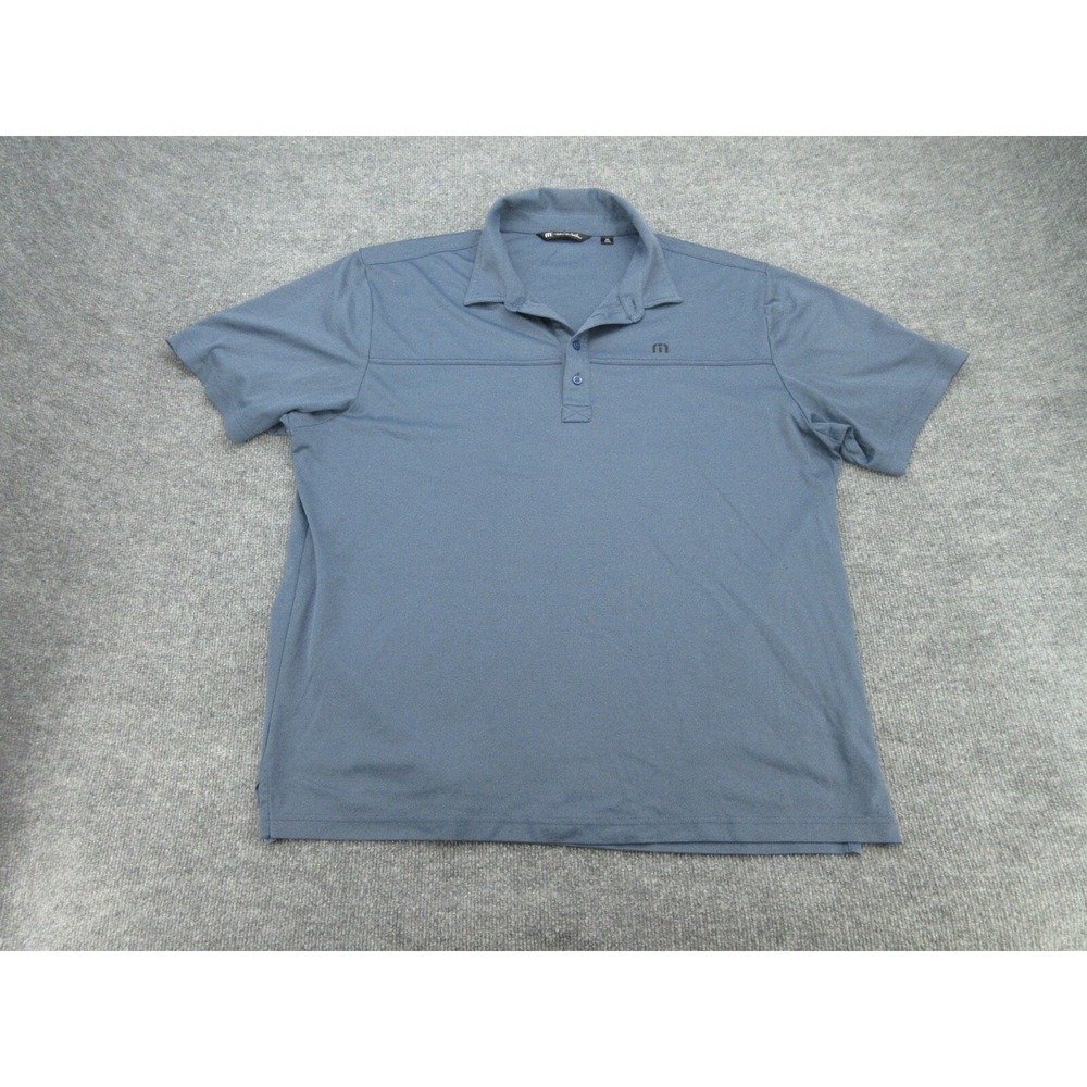 TravisMathew Mens Polo Regular Blue Short Sleeve Logo XXL